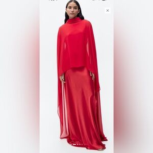 Mango Red Cape-Style Prom Gown